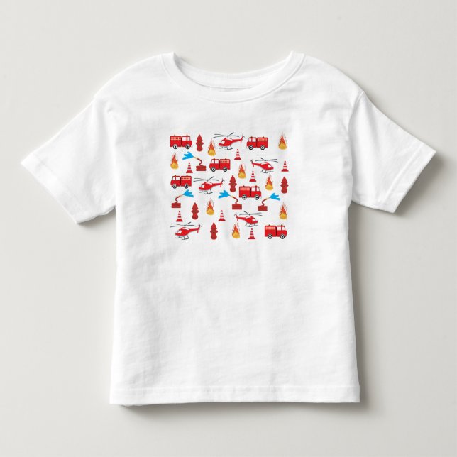 Red Transport Fire Truck Engine Brigade Pattern  Toddler T-Shirt (Front)