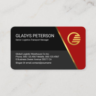 Red Trapezium Grey Layers Business Owner Card