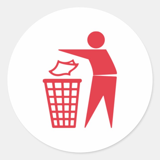 Red Trash Can Sign Classic Round Sticker (Front)