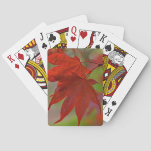 Red Tree Leaves Playing Cards