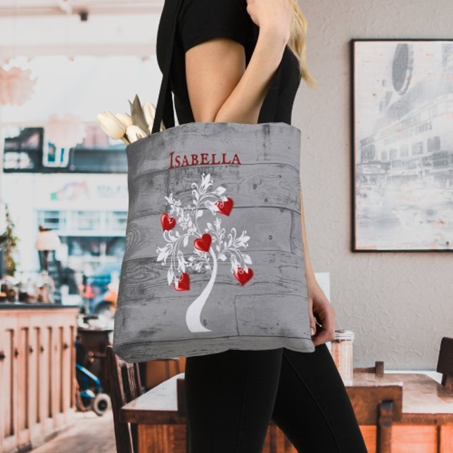 Red Tree of Hearts Personalised Tote Bag (Red Tree of Hearts Personalized Tote Bag)