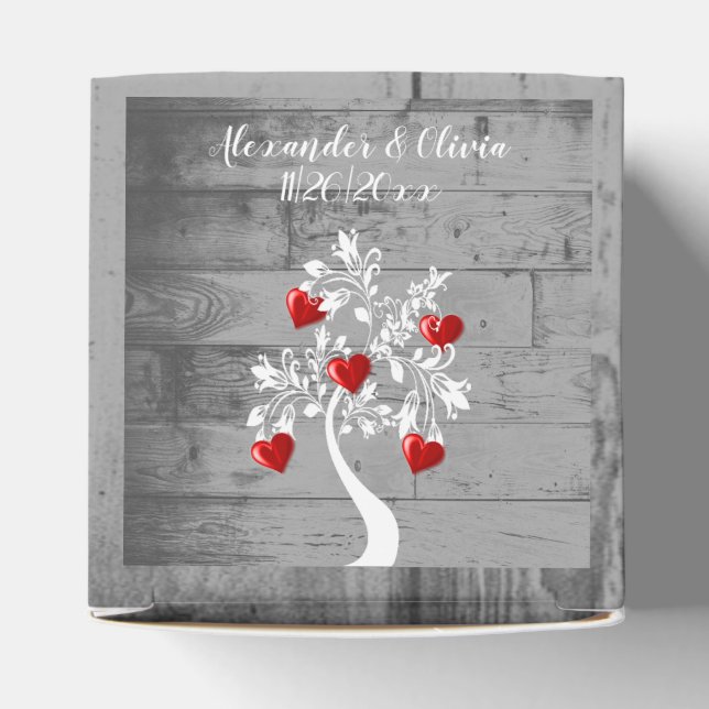 Red Tree of Hearts Wedding Favour Box (Top)