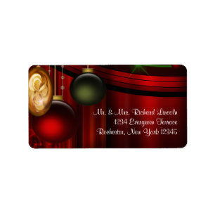 Red Tree Ornaments Christmas Address Labels