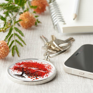Red Tree Wedding Key Chains