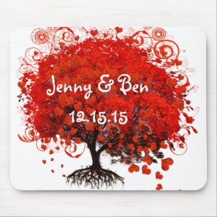 Red Tree Wedding Mouse Pad