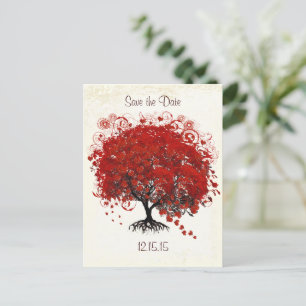 Red Tree Wedding Save The Date Announcement Postcard
