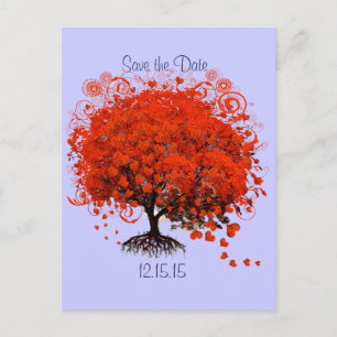 Red Tree Wedding Save The Date Announcement Postcard