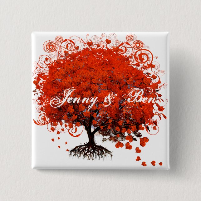Red Tree Wedding T-Shirts, Gifts, Stickers & Favou 15 Cm Square Badge (Front)