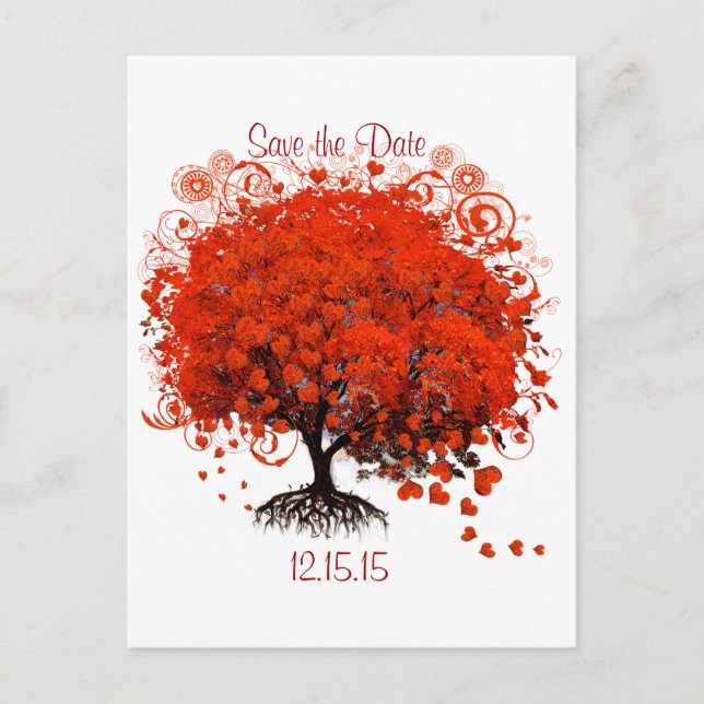 Red Tree Wedding T-Shirts, Gifts, Stickers & Favou Announcement Postcard (Front)