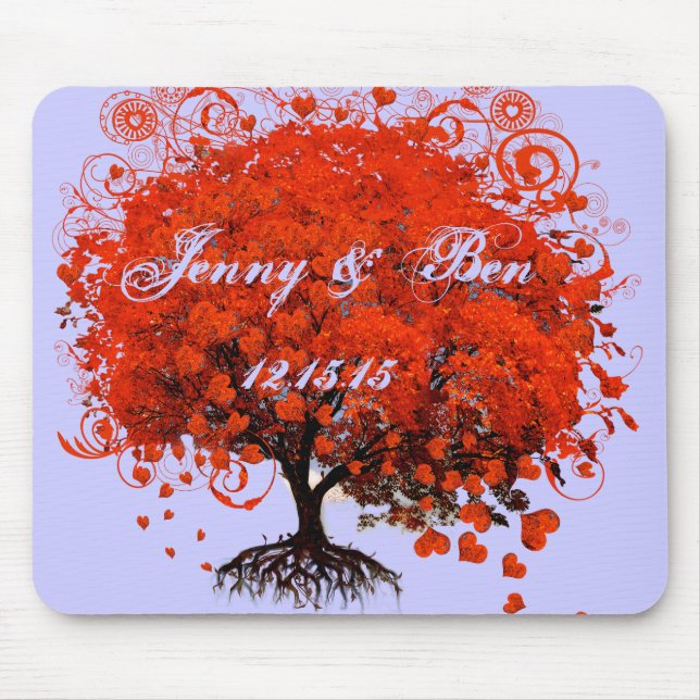 Red Tree Wedding T-Shirts, Gifts, Stickers & Favou Mouse Mat (Front)