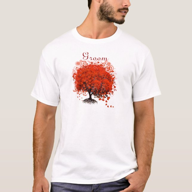 Red Tree Wedding T-Shirts, Gifts, Stickers & Favou T-Shirt (Front)