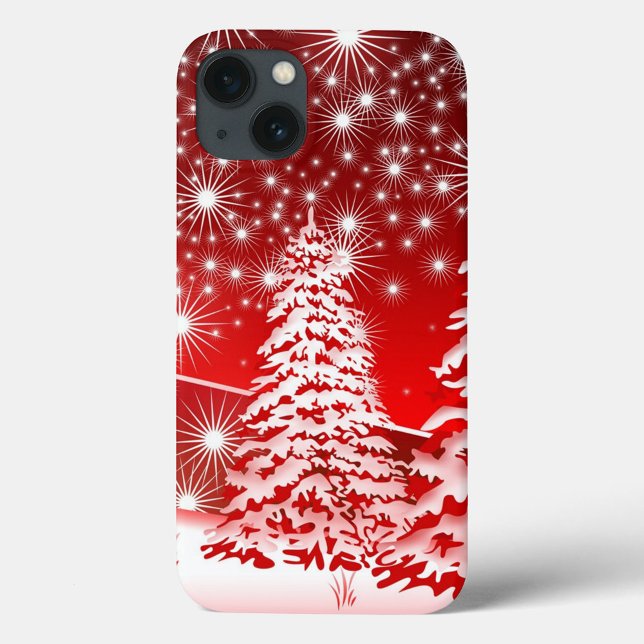 Red Tree with Snow  Case-Mate iPhone Case (Christmas iPhone Case Decorated for the Holiday Season!)