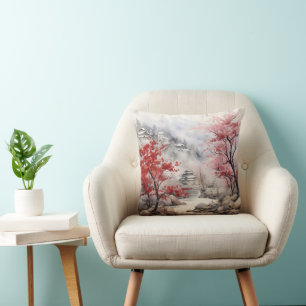 Red Trees over River Cushion