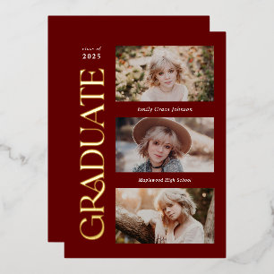 Red Trendy Serif Multiple Photo Graduation 