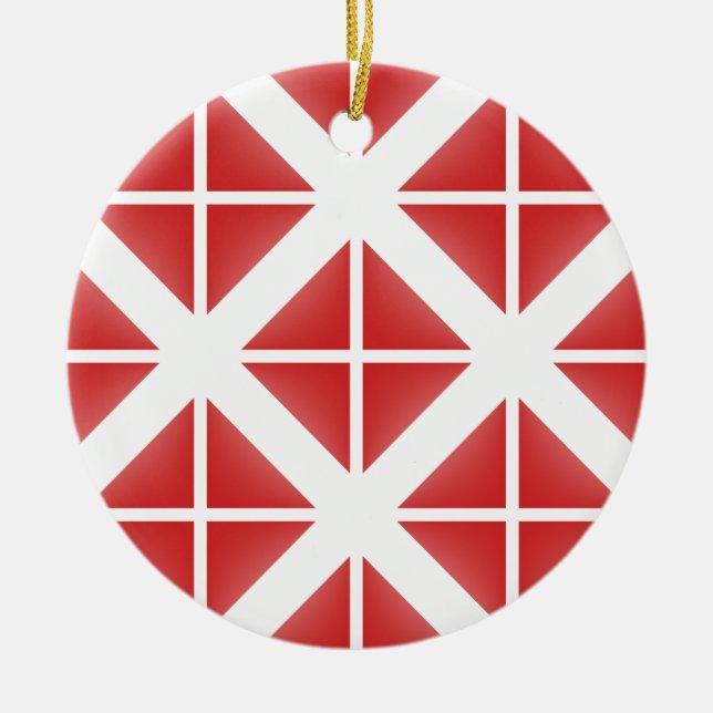 Red Trendy Triangle Pattern Ceramic Tree Decoration (Front)