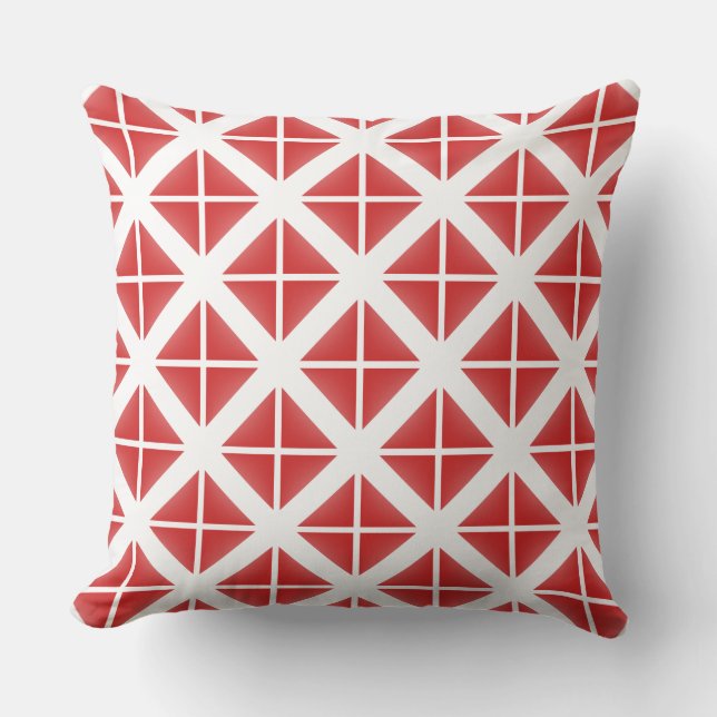 Red Trendy Triangle Pattern Cushion (Front)