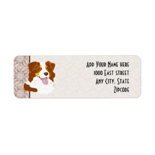 Red Tri Aussie Dog Custom Return Address Label