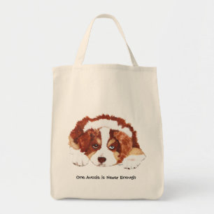 Red Tri Australian Shepherd Puppy Tote Bag
