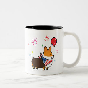 Red Tri-Colour Corgi America Mug   CorgiThings