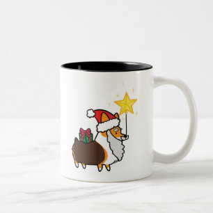 Red Tri-Colour Santa Corgi Mug   CorgiThings