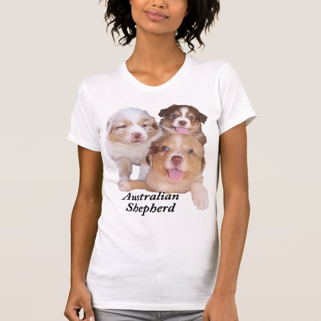 Red Tri & Red Merle Aussie Pups T-Shirt (Front)