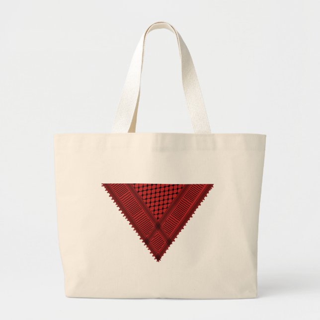 red triangle Keffiyeh Palestine resistance symbol Large Tote Bag (Front)