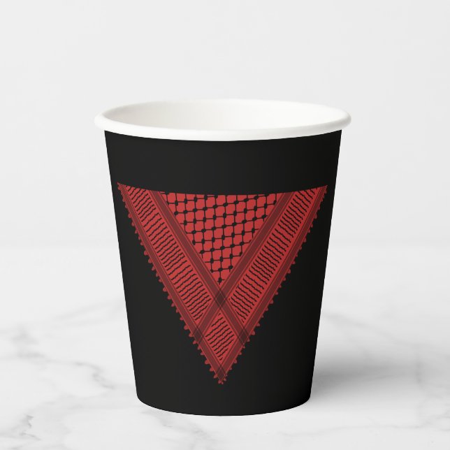 red triangle Keffiyeh Palestine resistance symbol Paper Cups (Front)