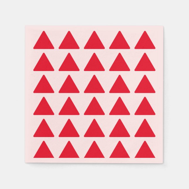 Red Triangle Pattern Pink Modern Artwork Napkin (Front)
