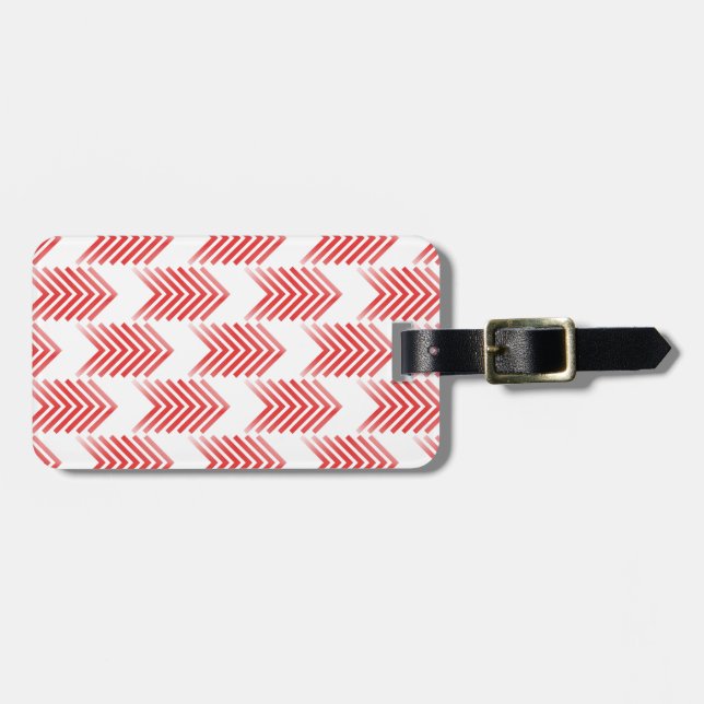 Red Tribal Arrow Pattern Luggage Tag (Front Horizontal)