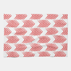 Red Tribal Arrow Pattern Tea Towel