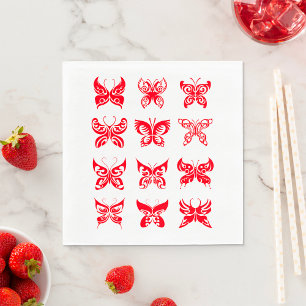 Red Tribal Butterfly Ornamental Napkin
