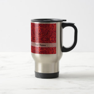Red tribal damask pattern travel mug