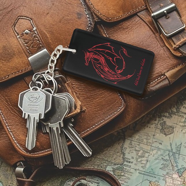 Red Tribal Dragon Black Key Ring (Creator Uploaded)