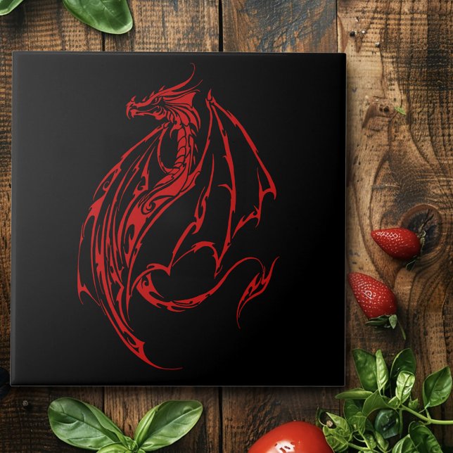 Red Tribal Dragon Black Tile (Creator Uploaded)