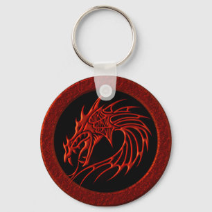 RED TRIBAL DRAGON KEY RING