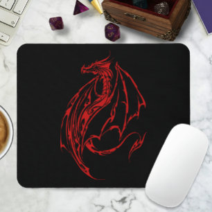 Red Tribal Dragon Mouse Mat