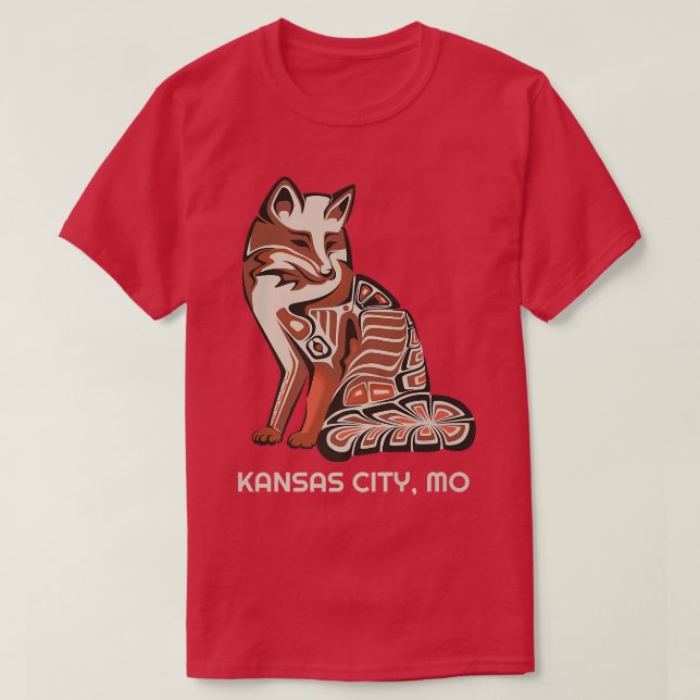 Red Tribal Fo Kansas City Native American Artwork T-Shirt (Design Front)