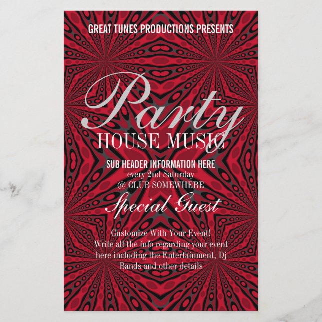 Red Tribal Funky Party Music Club Event Flyer (Front)