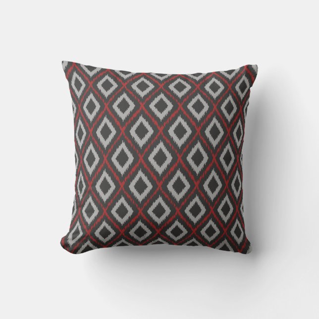 Red Tribal Ikat Cushion (Front)