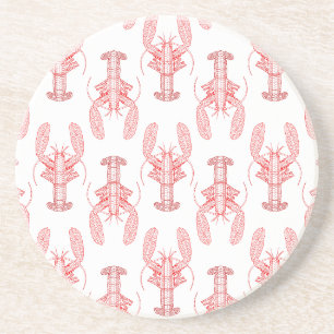 Red Tribal Lobster Nautical Coaster