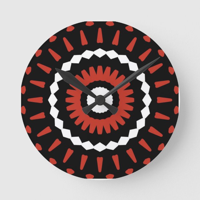 Red Tribal Mandala  Round Clock (Front)