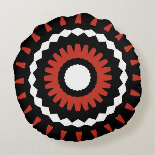 Red Tribal Mandala Round Cushion