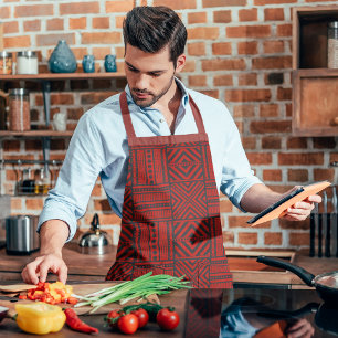Red Tribal Pattern Art Apron