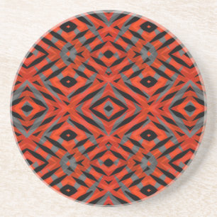 Red tribal shapes pattern coaster