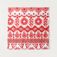 Red tribal, watercolor ethnic pattern.