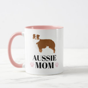 Red Tricolored Aussie Mom dog photo Mug