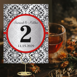 Red Trim Black Silver Grey Table Number Postcard