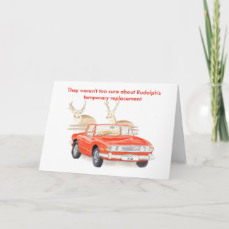 Red Triumph Stag Christmas card