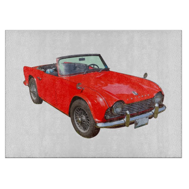 Red Triumph Tr4 Convertible Sports Car Cutting Board (Front)