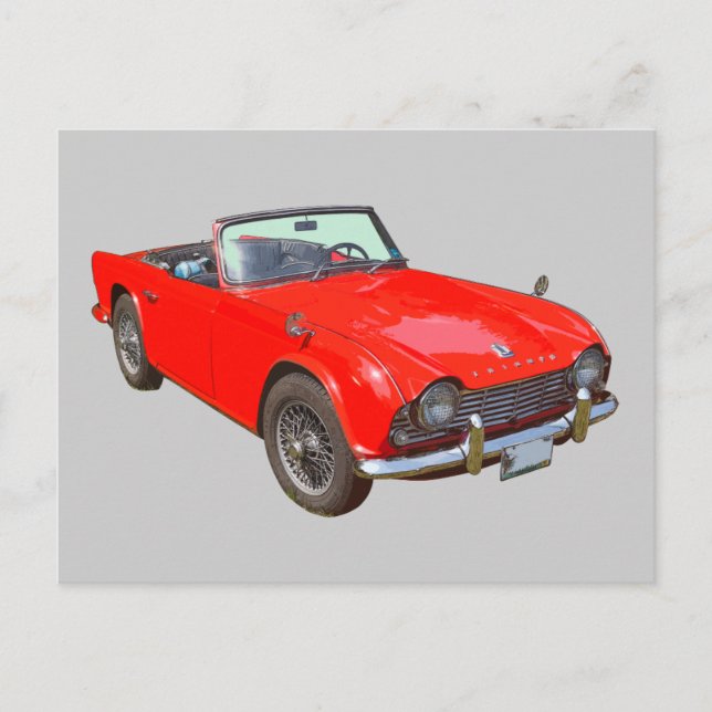 Red Triumph Tr4 Convertible Sports Car Postcard (Front)